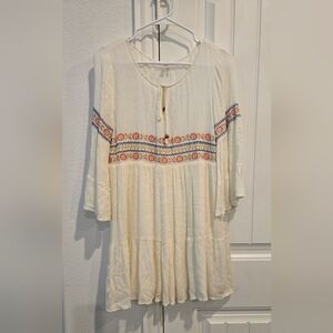 Bohemian‎ Cream Dress with Embroidered Details
